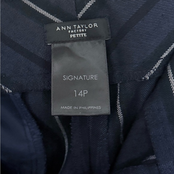 Ann Taylor Dark Blue Striped Ankle Pants - Picture 3 of 5